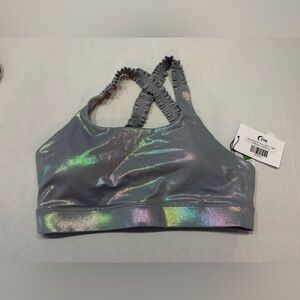 Zyia Gray Metallic Plus Light N Tight Ruffle Bra RC, NWT XXL